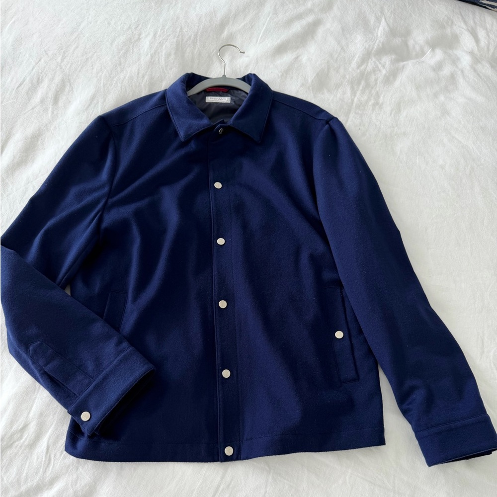 Brunello Cucinelli Navy Snap-Front Lightweight Shirt Jacket